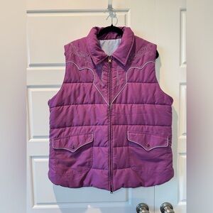Roper Reversible Puffer Vest Western Detailing Purple Powder Blue Womens Size 1X
